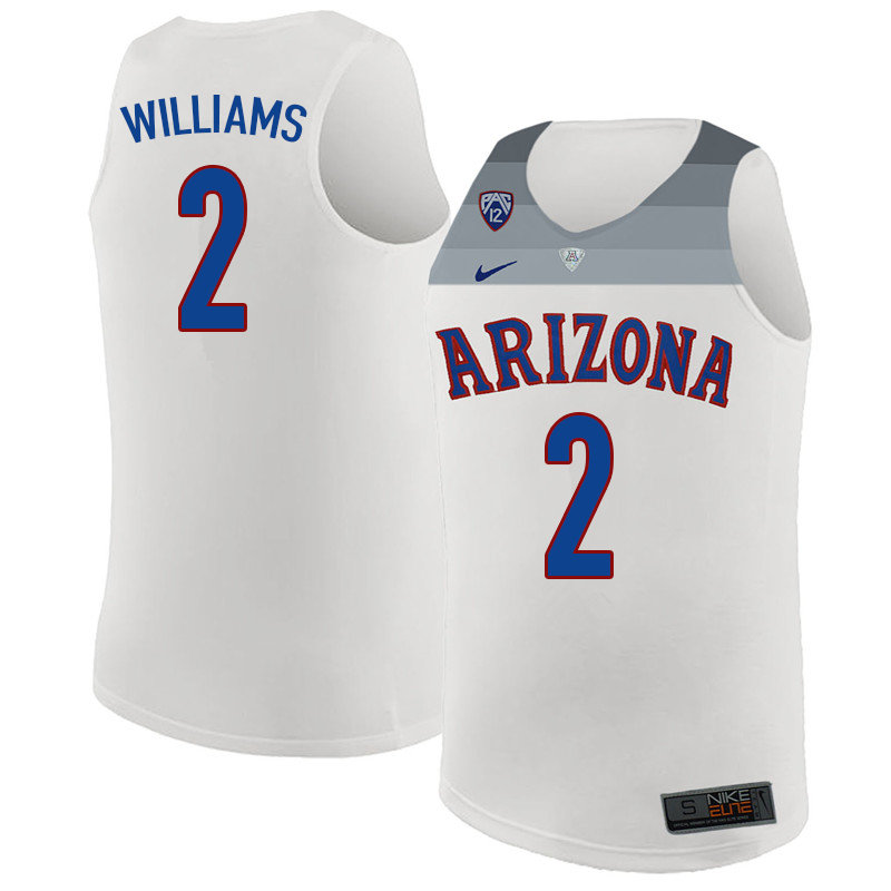 2018 Men #2 Brandon Williams Arizona Wildcats College Basketball Jerseys Sale-White